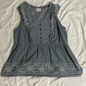 Blue Peplum blouse size Large